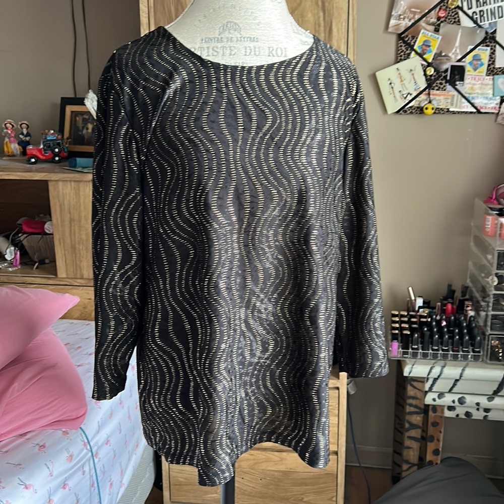 JM Collection Black & Gold Blouse - XL